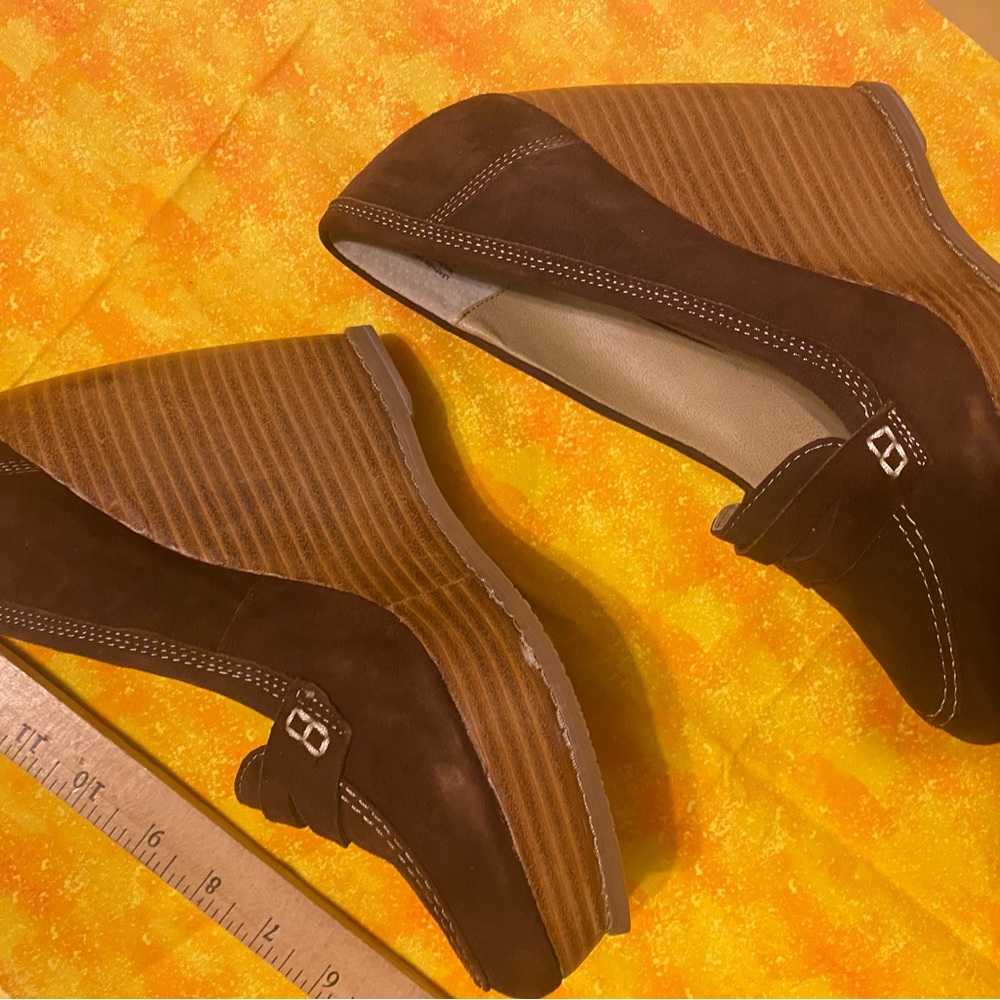 levity Brown Suede Wedge Heels